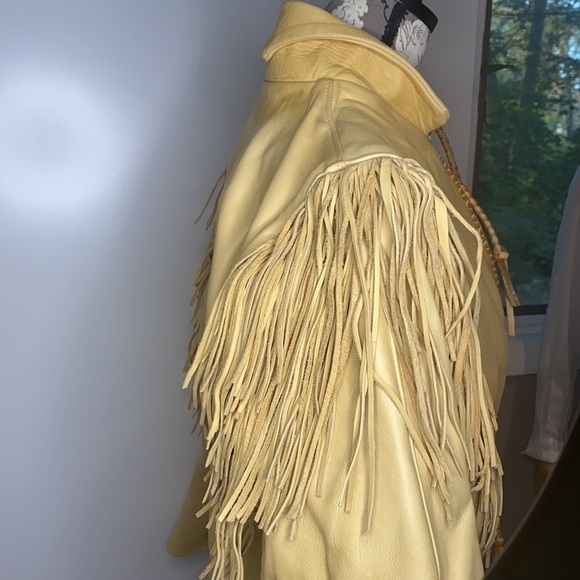 Vintage Size 6-8 Handmade Leather Butterscotch Western Jacket Coat with Fringe - Picture 8 of 16